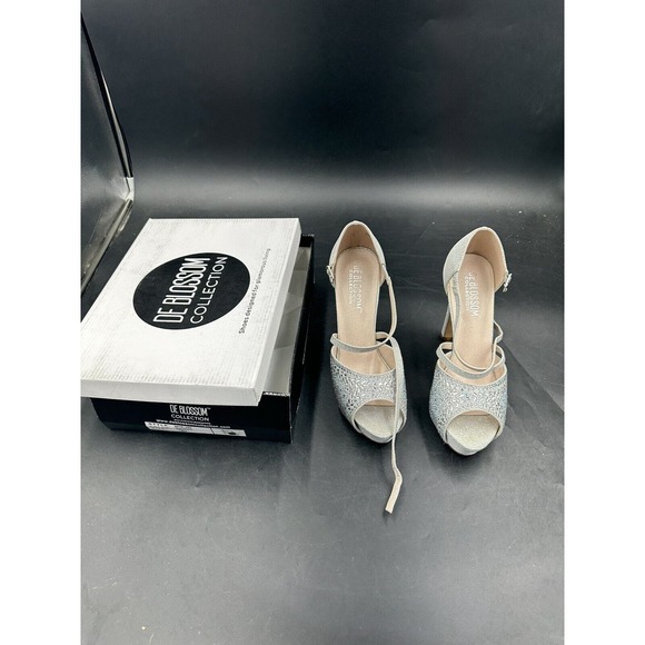 de blossom collection heels silver miya-280 sz 8 - Picture 1 of 9